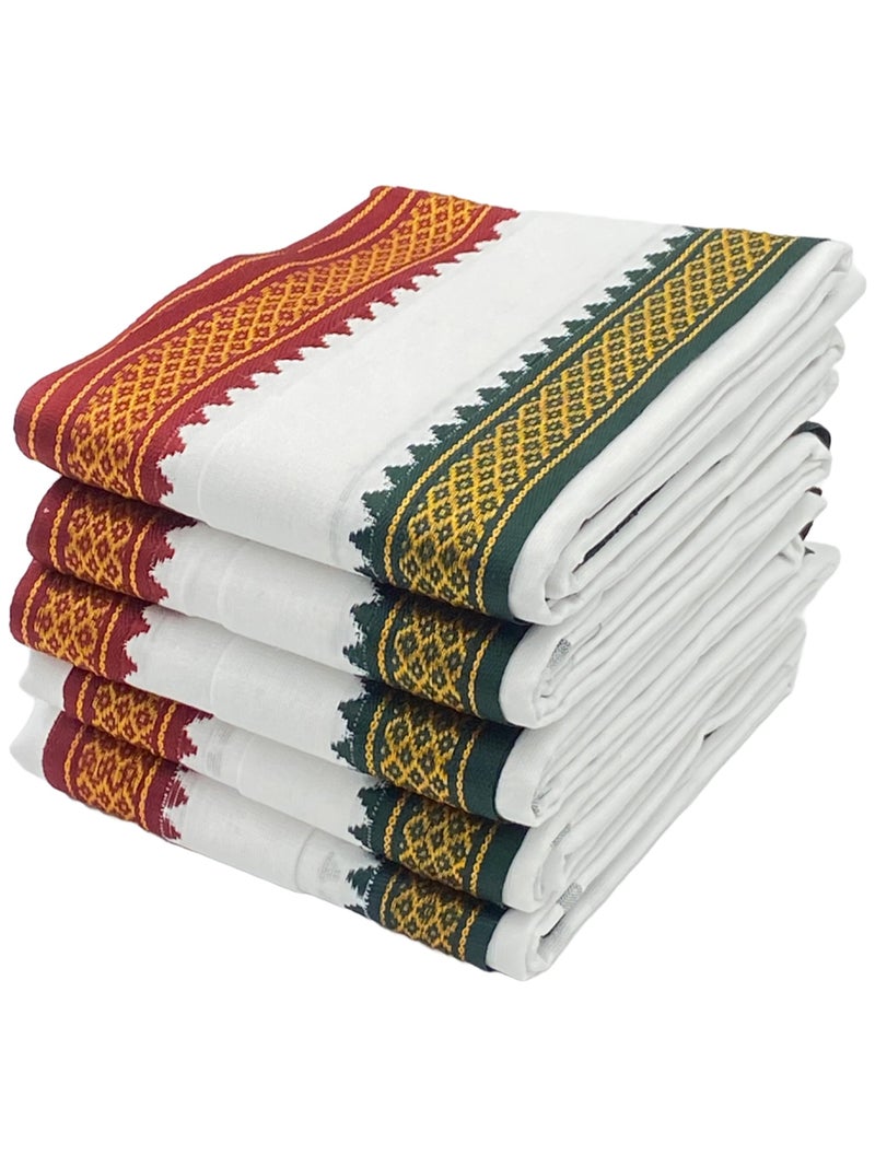 Patpug 1 Piece Thalpati Border Cotton 250 TC Gamcha/Angocha Towel For Bath, Sweat, Puja Full Size (Thalpati, 1), White - Image 4