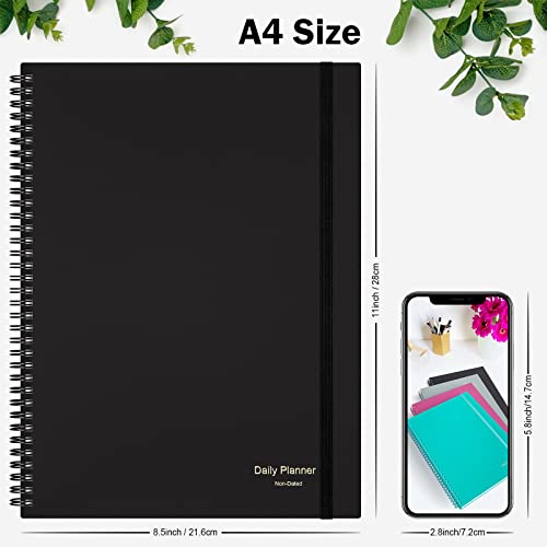 ASTEN Planner Undated, Asten Daily Planner Agenda with To Do List, Hourly Schedules for Women and Men, Spiral Appointment Book with Elastic Closure, Inner Pocket 8.5" x 11" (Black) - Image 3