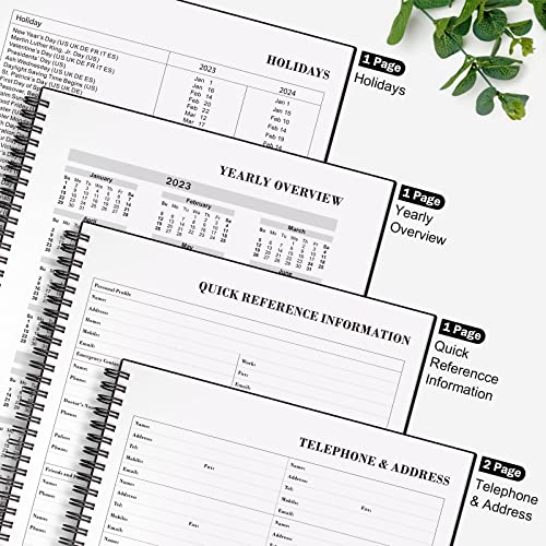ASTEN Planner Undated, Asten Daily Planner Agenda with To Do List, Hourly Schedules for Women and Men, Spiral Appointment Book with Elastic Closure, Inner Pocket 8.5" x 11" (Black) - Image 4