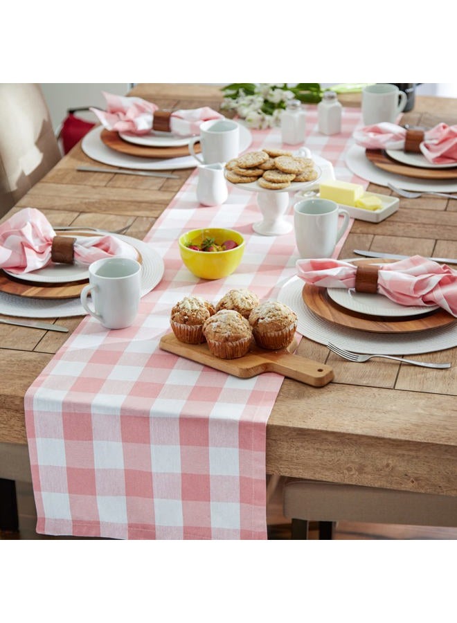 DII Buffalo Check Collection, Classic Farmhouse Table Runner, 14x72, Pink & White - Image 5