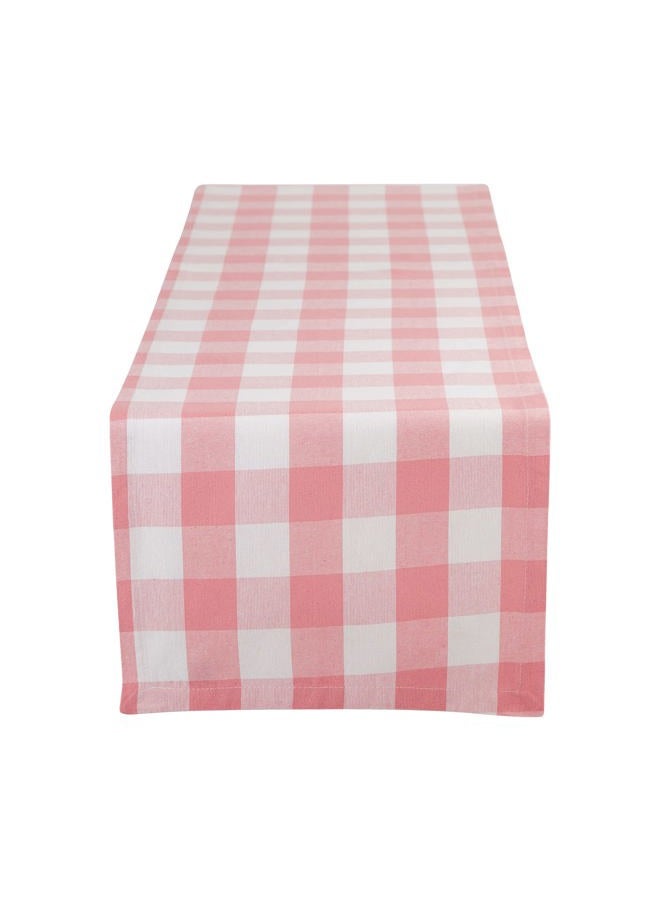 DII Buffalo Check Collection, Classic Farmhouse Table Runner, 14x72, Pink & White - Image 1