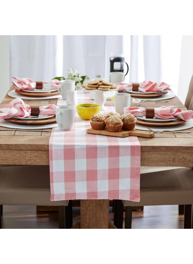 DII Buffalo Check Collection, Classic Farmhouse Table Runner, 14x72, Pink & White - Image 4