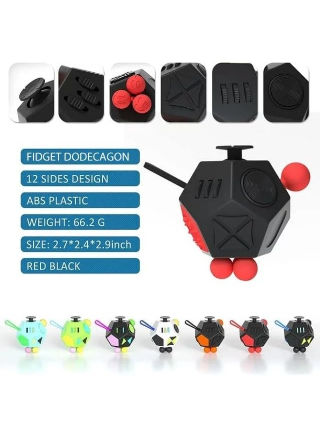 12 Side Fidget Toy Cube Relieves Stress,  Fidget Cube Adult Infinity Fidget Cube Toy, Anti Stress Cube Toy for All Ages (Red)  - Image 4