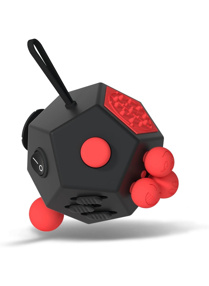 12 Side Fidget Toy Cube Relieves Stress,  Fidget Cube Adult Infinity Fidget Cube Toy, Anti Stress Cube Toy for All Ages (Red)  - Image 1
