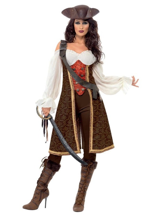 Smiffys High Seas Pirate Wench Costume, Brown, S - UK Size 08-10 - Image 1