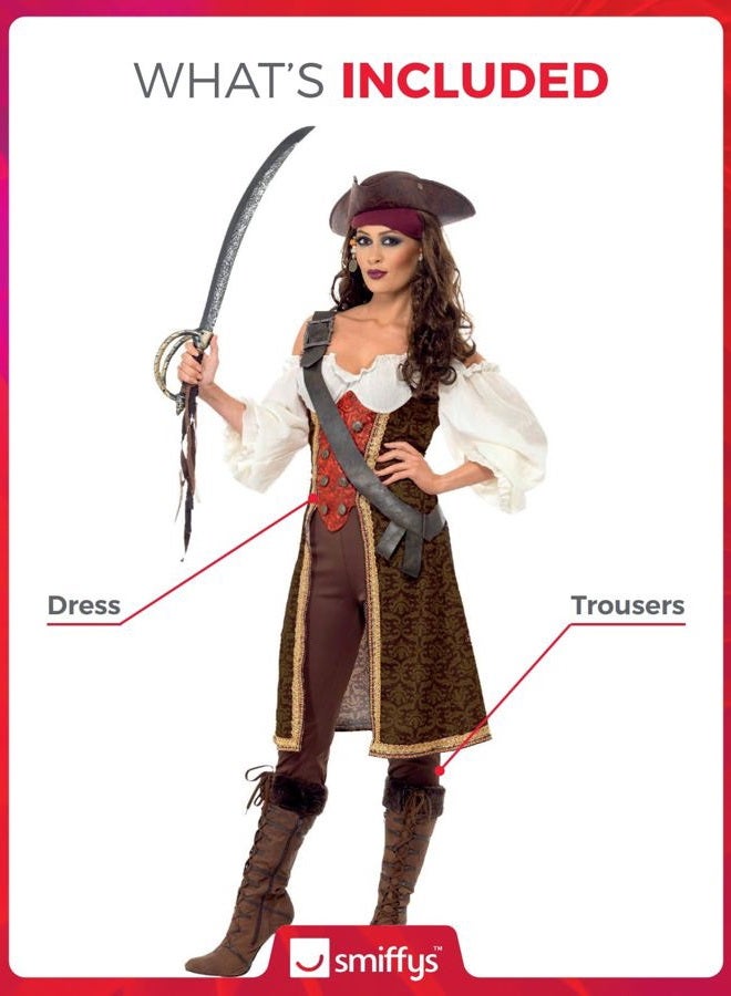 Smiffys High Seas Pirate Wench Costume, Brown, S - UK Size 08-10 - Image 2