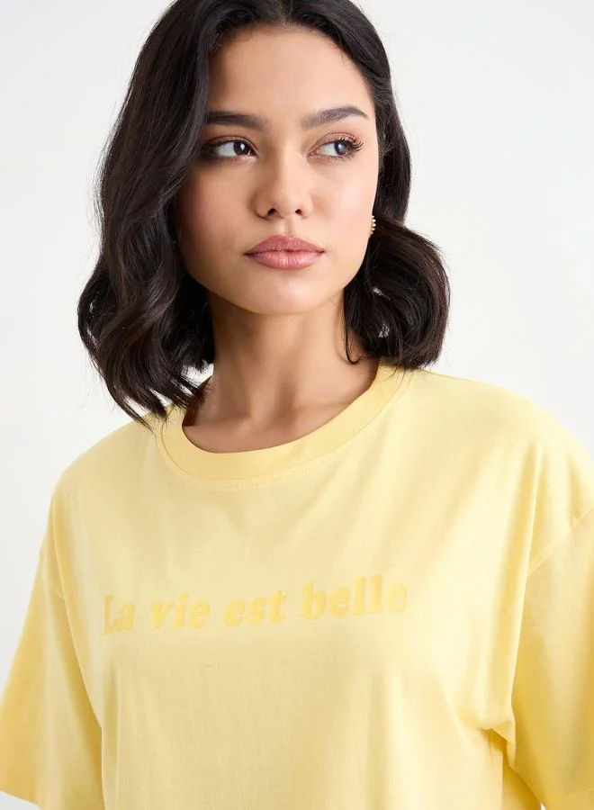Styli Styli Slogan Print Longline Oversized T-Shirt