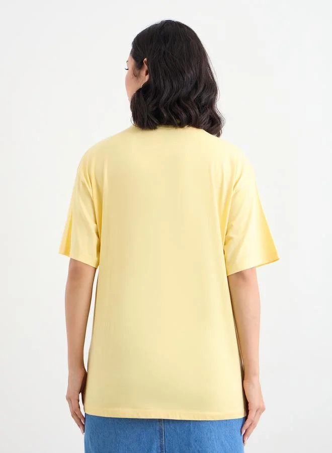 Styli Styli Slogan Print Longline Oversized T-Shirt