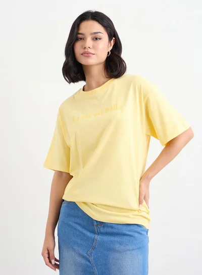 Styli Styli Slogan Print Longline Oversized T-Shirt