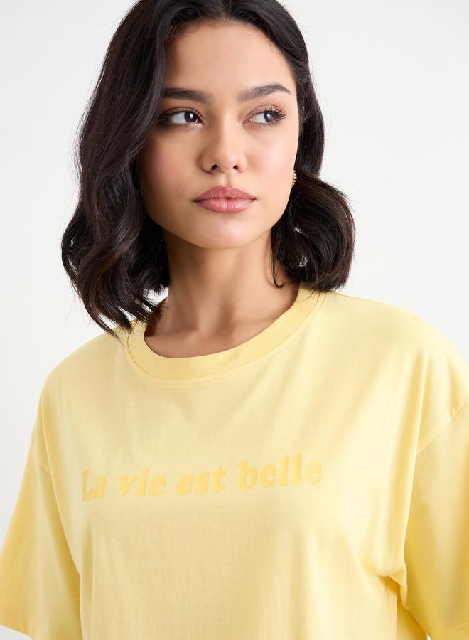 Styli Slogan Print Longline Oversized T-Shirt - Image 3