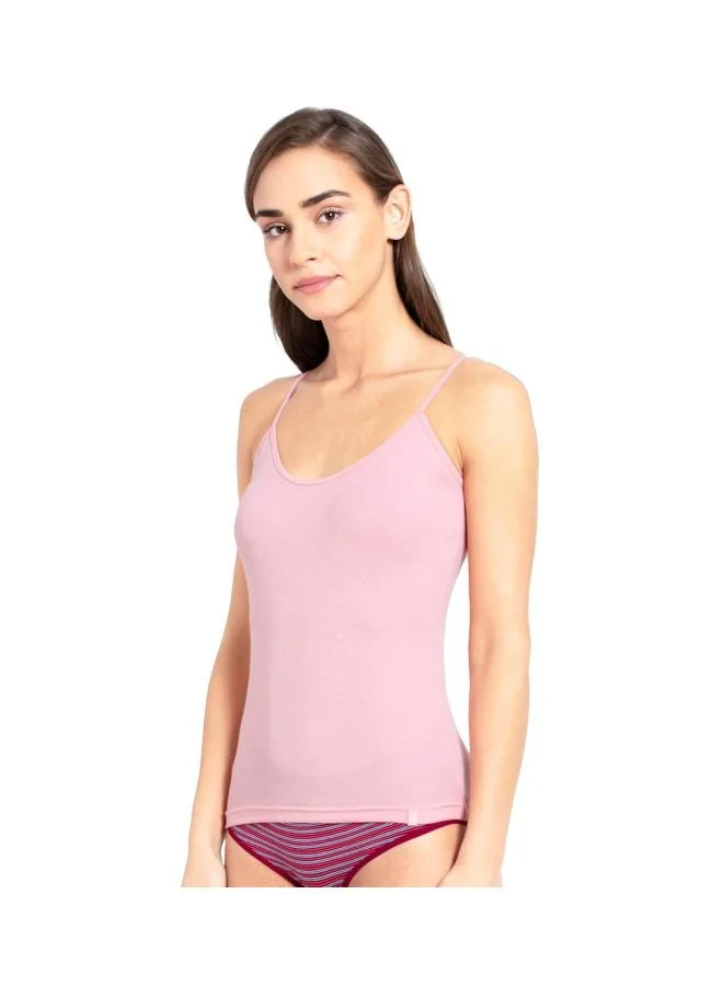 Jockey Candy Pink 1487 Women Super Combed Cotton Rib Camisole with Adjustable Straps and StayFresh Treatment for Women | Best Price UAE
