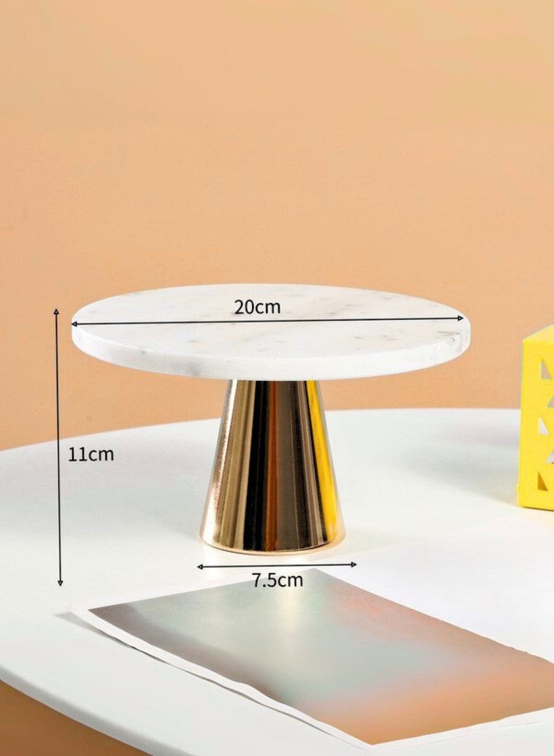1Chase White Marble Cake Stand with Golden Base – Multi-Purpose Dessert Display & Vanity Tray for Cakes, Perfumes, Jewellery & Home Décor - Image 4