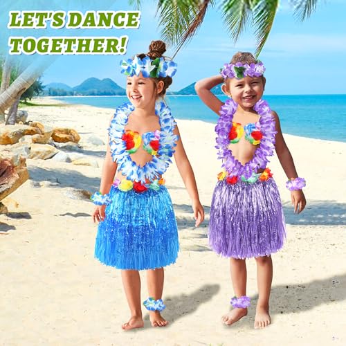 Fighting to Achieve 30cm Hawaiian purple Grass Skirt Performance Costume Set for Girls - Image 5