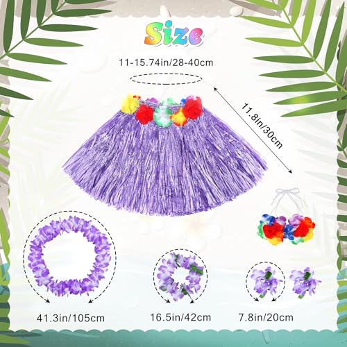 Fighting to Achieve 30cm Hawaiian purple Grass Skirt Performance Costume Set for Girls - Image 2