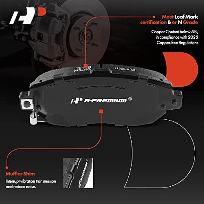 ريحني مجموعة وسادات الفرامل القرصية السيراميكية الأمامية APremium متوافقة مع لكزس IS300 20012005 GS300 19932005 GS400 19982000 GS430 20012005 SC430 20022010 تويوتا سوبرا 19931998 4 أجهزة - Image 3