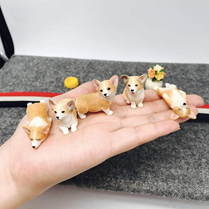 XinTX 5-Pack Hand-Made Painted Corgi Sculpture Figurine, Pet Dog Ornament Decoration, Corgi Collectibles, Pembroke Welsh Corgi Art (Corgi 5-Pack) - Image 4