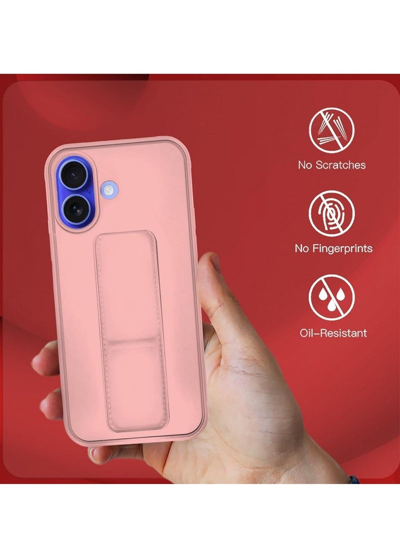 JAJEEK iPhone 16 Magnetic Car Mount Case – Pink Silicone Kickstand with Hand Strap & Multi-Stand Feature - Image 5