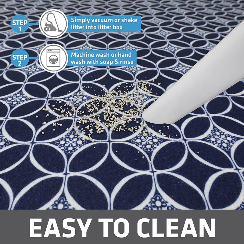 drymate XL Original Cat Litter Mat, Contains Mess from Box, Protects Floors, Urine-Proof, Machine Washable, Soft on Kitty Paws, Absorbent, Waterproof (USA Made, Recycled Content)(29”x36”)(Indigo Blue) - Image 5