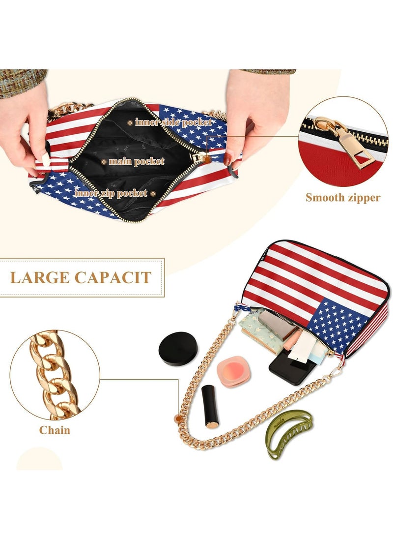 ALAZA Shoulder Bags for Women American US Flag Independence Day Patriotic Hobo Tote Handbag Small Clutch Purse with Zipper Closure  - Image 4