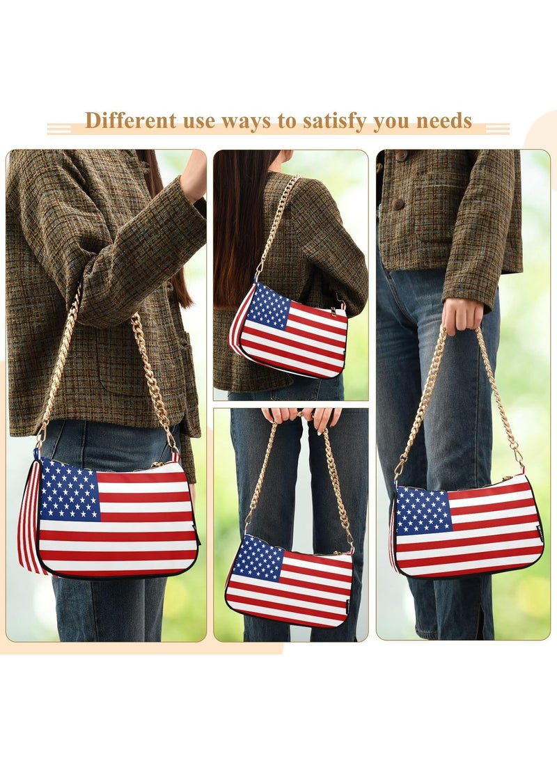 ALAZA Shoulder Bags for Women American US Flag Independence Day Patriotic Hobo Tote Handbag Small Clutch Purse with Zipper Closure  - Image 5
