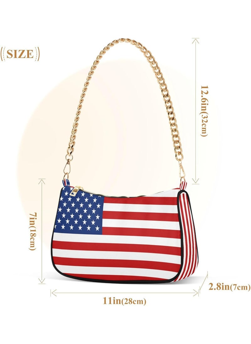 ALAZA Shoulder Bags for Women American US Flag Independence Day Patriotic Hobo Tote Handbag Small Clutch Purse with Zipper Closure  - Image 3