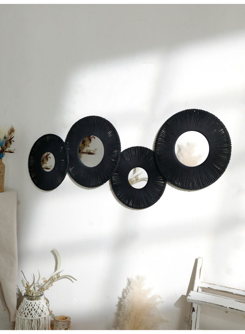 Black Rope Round Wall Mirror, Modern Boho Decorative Hanging Mirror for Home, Living Room, Bedroom, Entryway - Image 5