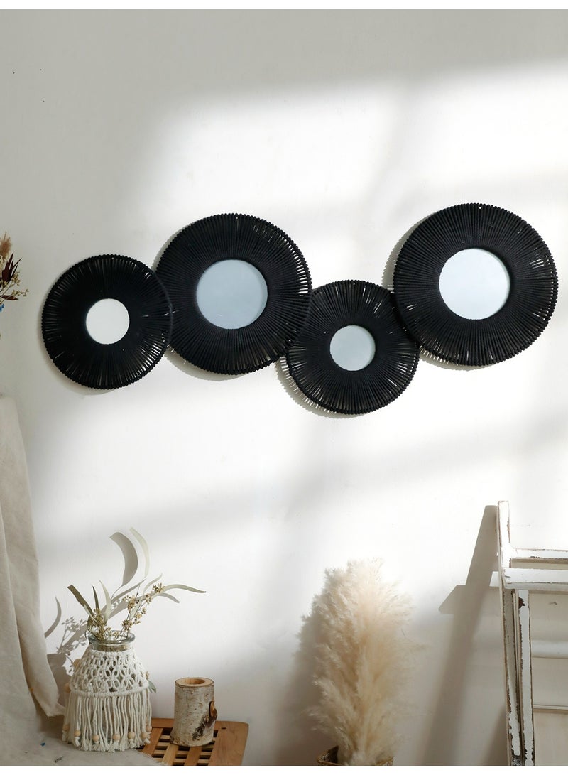 Black Rope Round Wall Mirror, Modern Boho Decorative Hanging Mirror for Home, Living Room, Bedroom, Entryway - Image 4