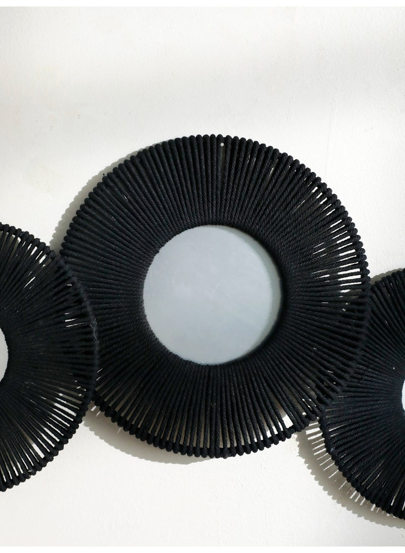Black Rope Round Wall Mirror, Modern Boho Decorative Hanging Mirror for Home, Living Room, Bedroom, Entryway - Image 2