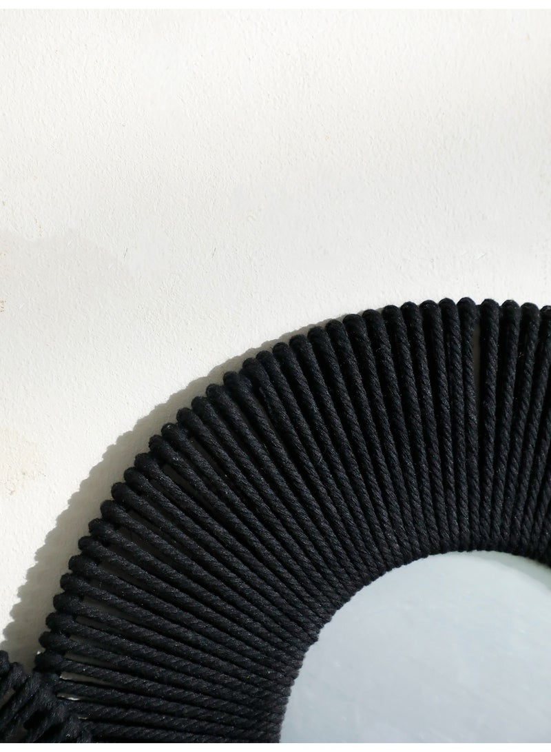 Black Rope Round Wall Mirror, Modern Boho Decorative Hanging Mirror for Home, Living Room, Bedroom, Entryway - Image 3
