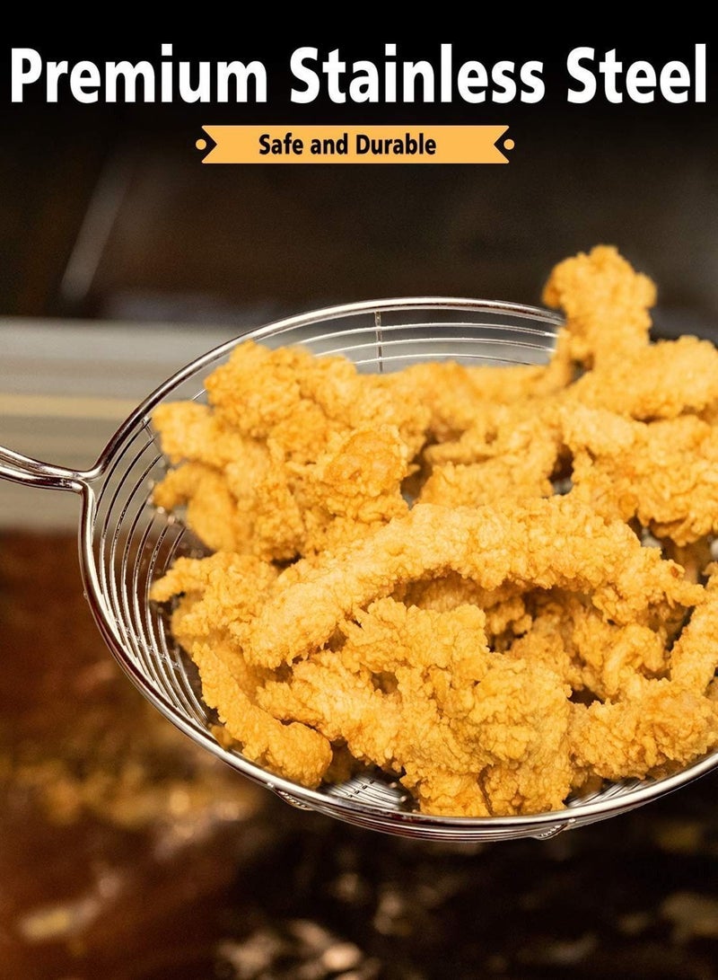 واي آند دي Stainless Steel Spider Strainer Skimmer Ladle, SYOSI Set of 3 Sizes Kitchen for Cooking and Frying - Image 2