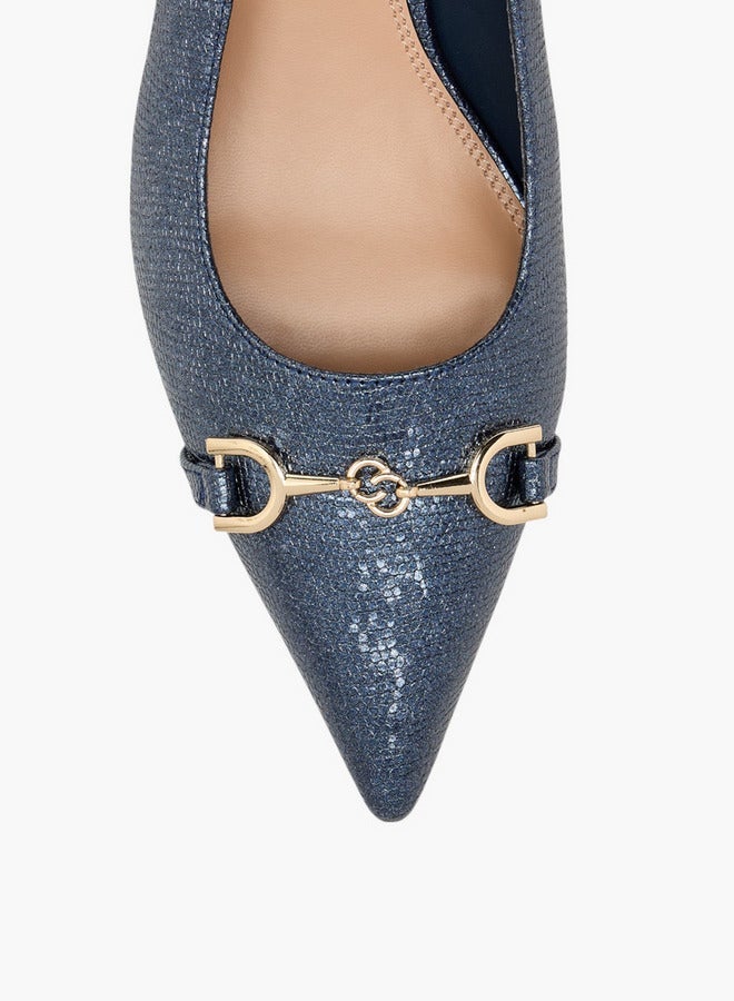 Celeste Women's Metal Accent Slingback Shoes with Kitten Heels - Image 4