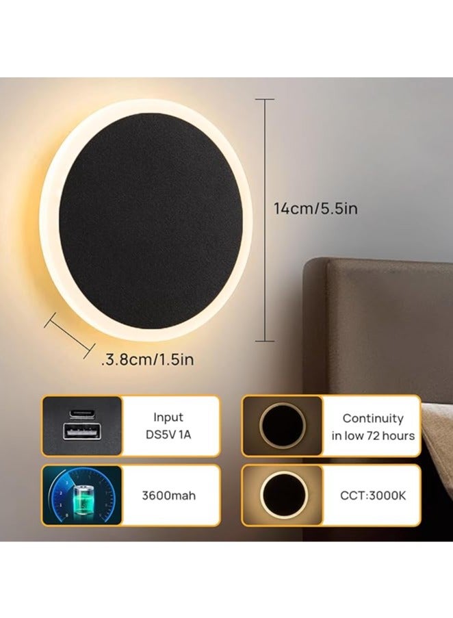 general Wall mounted LED lights, acrylic wall lights with 3 brightness levels, rechargeable batteries, magnetic touch controls, bedside tables, wardrobes, round lights for living room - Image 2
