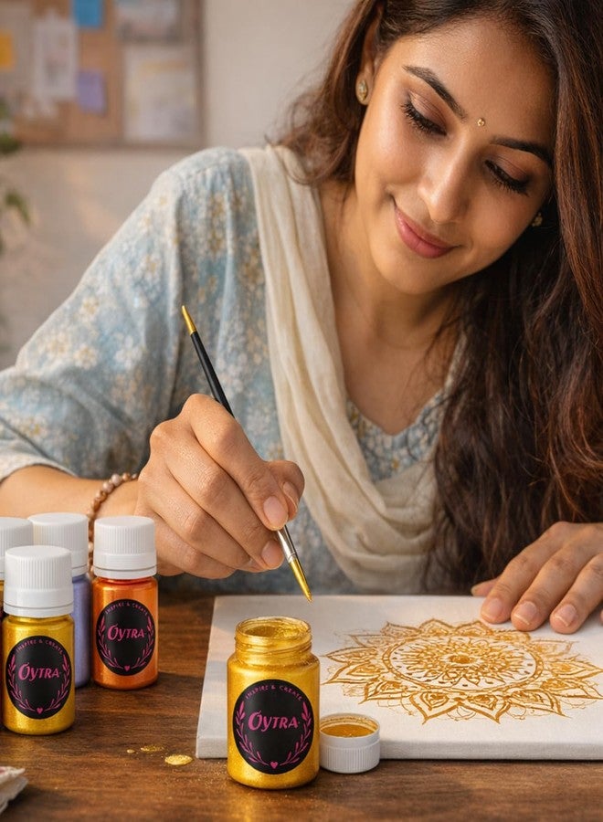 Oytra Pearl Metallic Acrylic Paint Set 10 Colors (15g Each) Quick Drying Rich Shimmer Finish Craft Paint for Canvas DIY Rock & Idol Painting - Image 2