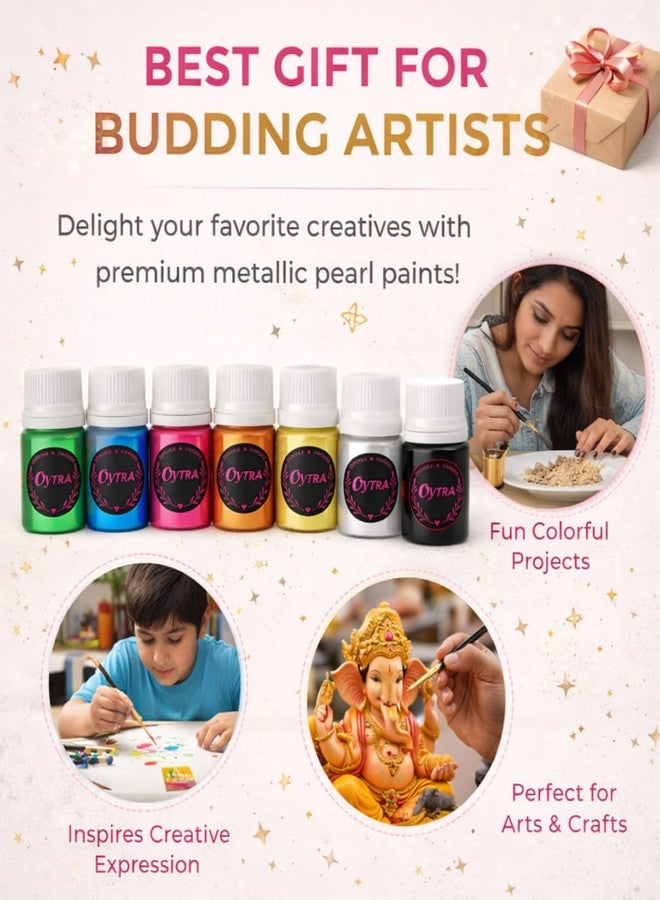 Oytra Pearl Metallic Acrylic Paint Set 10 Colors (15g Each) Quick Drying Rich Shimmer Finish Craft Paint for Canvas DIY Rock & Idol Painting - Image 5