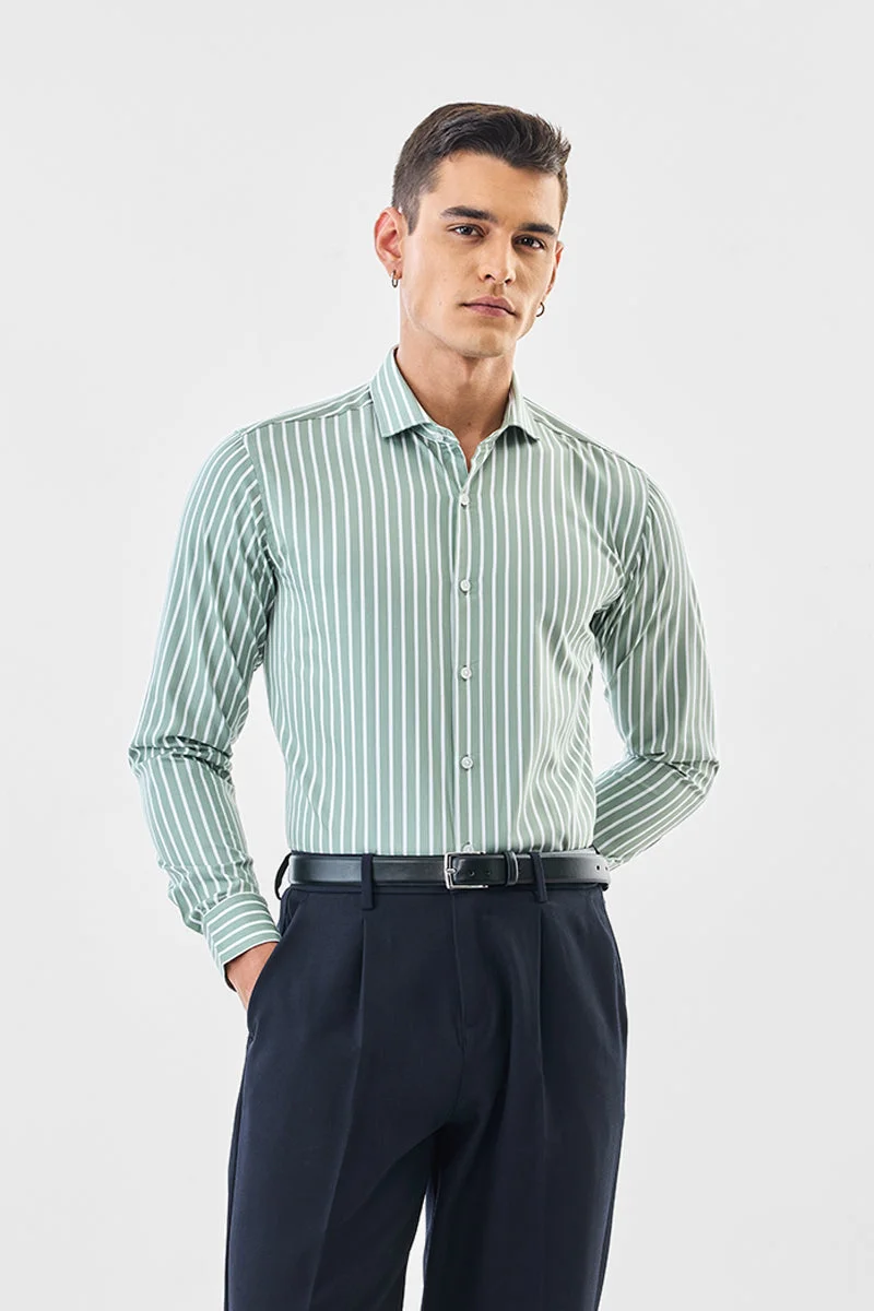 SNITCH Stripes Slim Fit 100% Cotton Luxe Shirt
