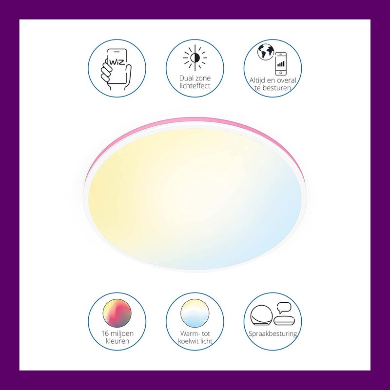Wiz Colour Arca Smart Connected WiFi Dual Zone Ceiling Light. [White] App Control for Indoor Home Lighting, Livingroom and Bedroom - Image 2