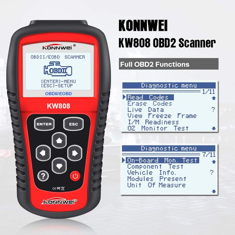 KONNWEI KW808 Auto OBDII Code Reader 2.8"Large Screen OBD2 Scanner with Full Diagnostic Scan Tool Functions Check Car Engine Light Fault Code Analyzer for All 1996 and Newer Cars with OBD II Protocol - Image 2