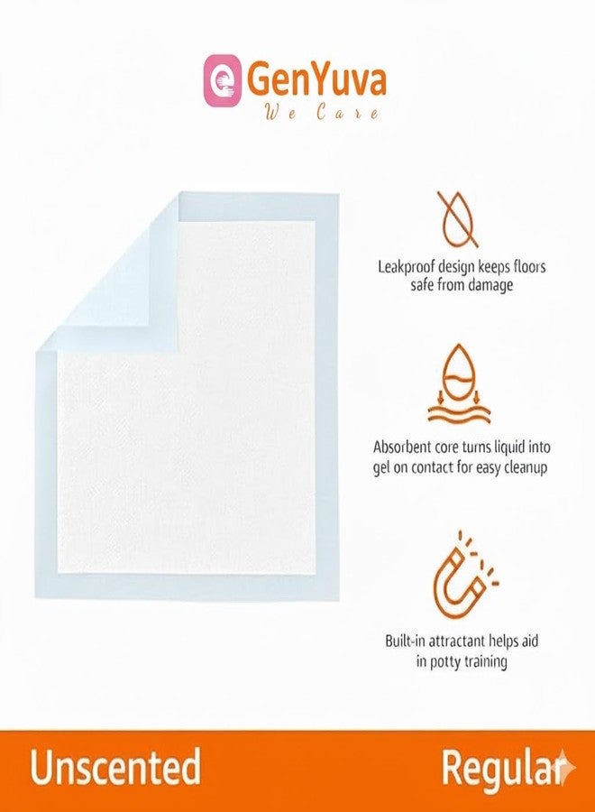 GenYuva Pet Training Pads, Regular Size 56x56 cm, Unscented, Leak-Proof Design with Quick-Dry Technology, 50 Count Pack for Puppies and Small Dogs - Image 2