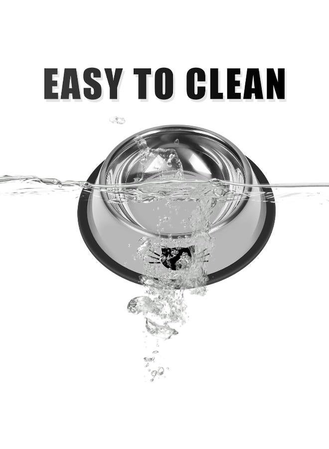 Cat Dog Bowls, Stainless Steel Non-Skid Rubber Base Bowls for Small Pets Puppy Kitten Rabbit Cat Dog, Easy to Clean Durable Cat Dish for Food and Water - Grey - Image 3