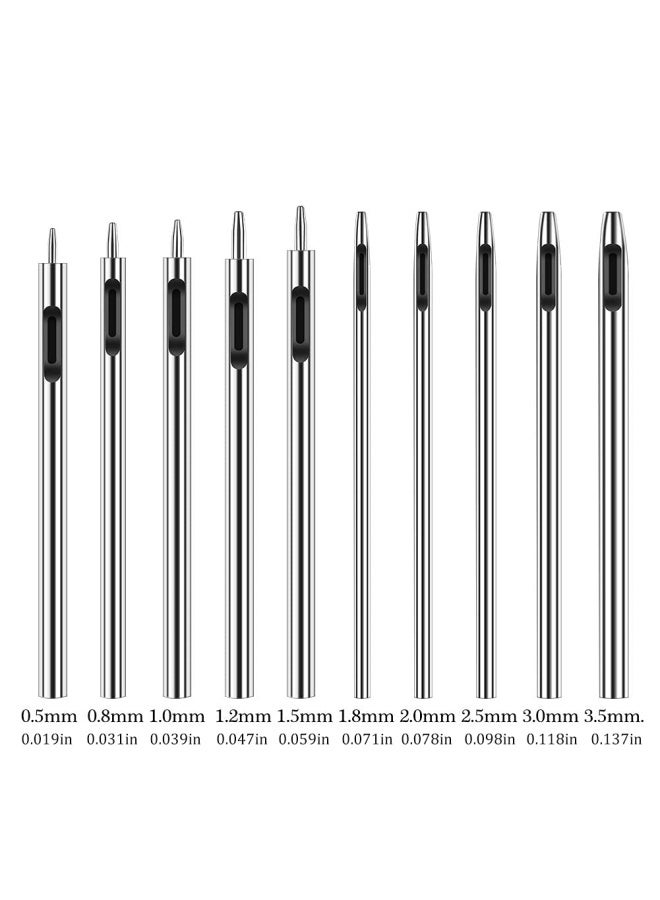 Jmuiiu 10 Pieces Leather Hole Punch Cutter 0.5Mm-3.5Mm Hollow Punch Set For Leather Crafting Round Hollow Tools For Watch Bands Belts Canvas Paper Rubber Soft Material Working - Image 2