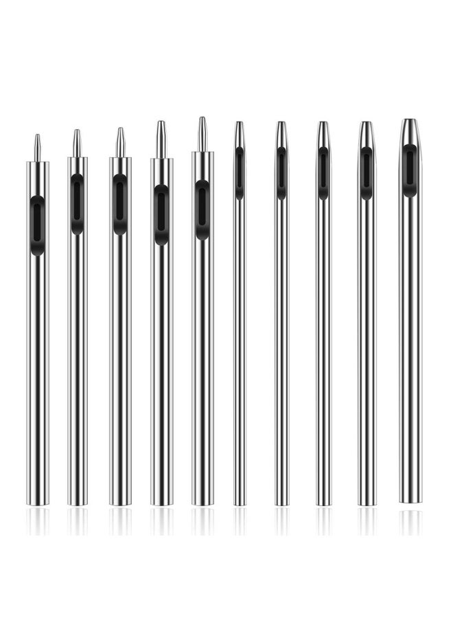 Jmuiiu 10 Pieces Leather Hole Punch Cutter 0.5Mm-3.5Mm Hollow Punch Set For Leather Crafting Round Hollow Tools For Watch Bands Belts Canvas Paper Rubber Soft Material Working - Image 1