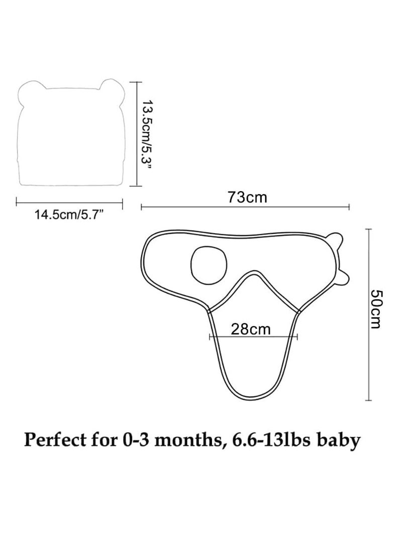 3 PCS Baby Swaddle Wrap, Newborn Swaddle Blanket Wrap with Hat Set, 0-3 Months 100% Breathable Cotton Swaddlers Sleep Sack with Adjustable Wings