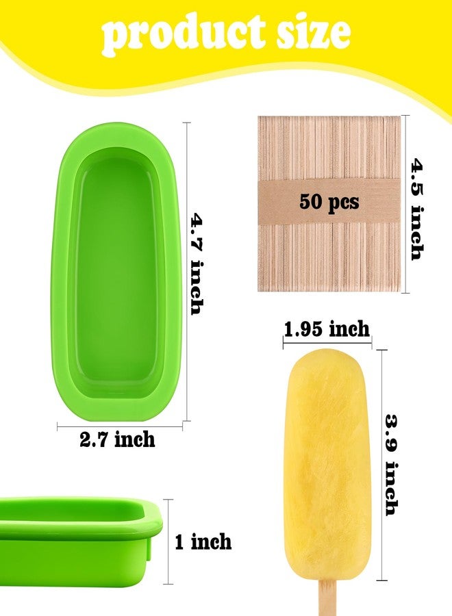 Sakolla 4 Pcs Silicone Popsicle Molds with Lid & 50 Pcs Wooden Popsicle Sticks, Stackable Classic Oval Ice Cream Molds for Homemade Ice Pop, Cakesicles, Freezer Yogurt and Fruit Juice (Multicolor) - Image 3