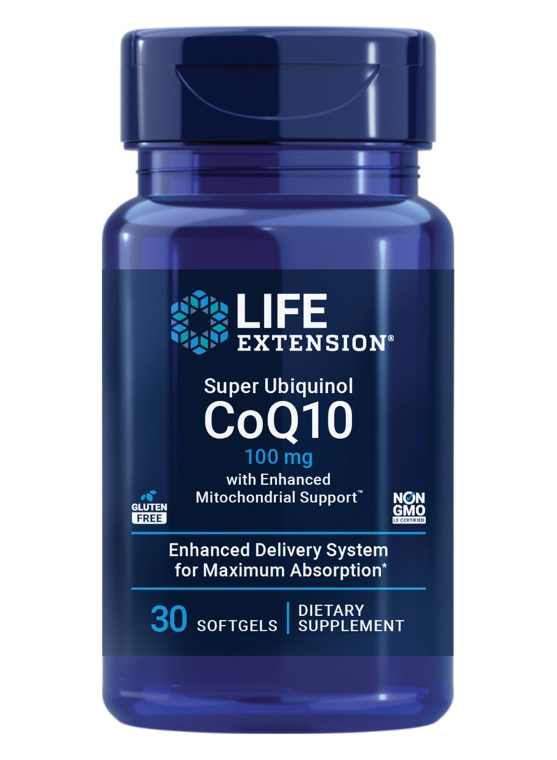 لايف إكستنشن يوبيكوينول CoQ10 بتركيز 100 ملغ من Life Extension – مكمل غذائي بامتصاص معزز – غير معدل وراثيًا وخالٍ من الغلوتين – 30 كبسولة هلامية - Image 1