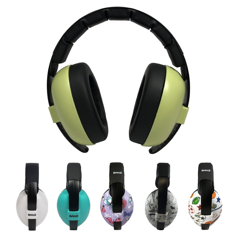 Banz Baby Banz Earmuffs Infant Hearing Protection â€“ Ages 0-2+ Years â€“ THE BEST EARMUFFS FOR BABIES & TODDLERS â€“ Industry Leading Noise Reduction Rating â€“ Soft & Comfortable â€“ Baby Ear Protection Leaf Green - Image 1