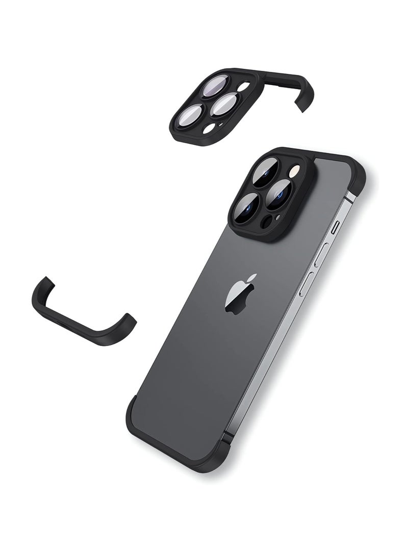 KASTWAVE iPhone Case TPU Bumper, Compatible for iPhone 15 Pro Case with Thin Lens Protection Case, Frameless Four Corner Fall Protection Mat, Slim Shockproof Soft TPU Silicone Cover, 1Pcs, Black - Image 1