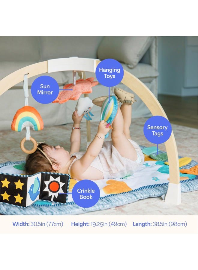 Move2Play , Montessori Inspired Wooden Kick & Play Baby Gym | Musical Piano | Thick + Soft Floor Mat | Tummy Time Activity Center | Play Mat for Newborns & Infants | Toys for Ages 0-6+ Months (Sky) - Image 2
