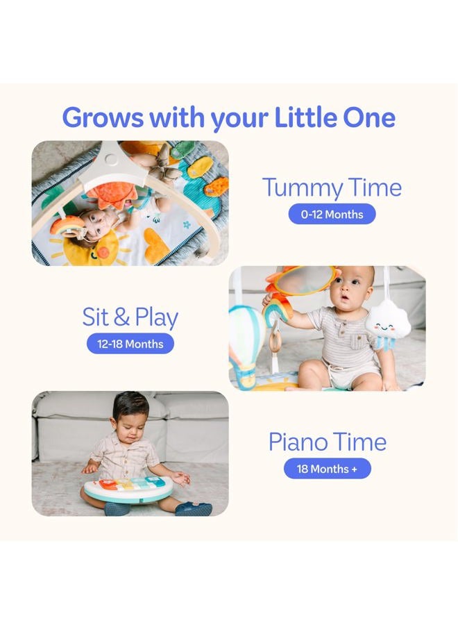 Move2Play , Montessori Inspired Wooden Kick & Play Baby Gym | Musical Piano | Thick + Soft Floor Mat | Tummy Time Activity Center | Play Mat for Newborns & Infants | Toys for Ages 0-6+ Months (Sky) - Image 4