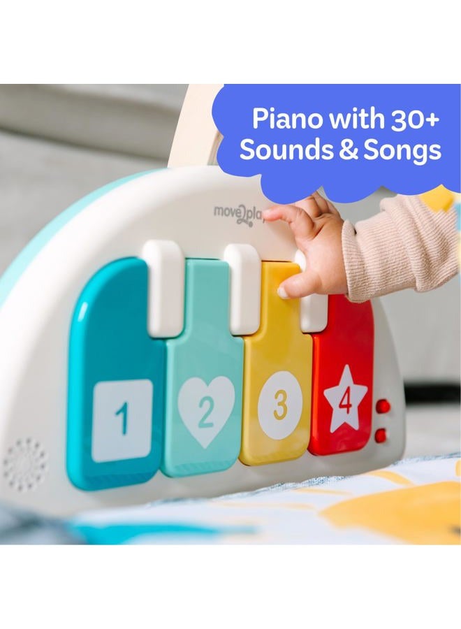 Move2Play , Montessori Inspired Wooden Kick & Play Baby Gym | Musical Piano | Thick + Soft Floor Mat | Tummy Time Activity Center | Play Mat for Newborns & Infants | Toys for Ages 0-6+ Months (Sky) - Image 3