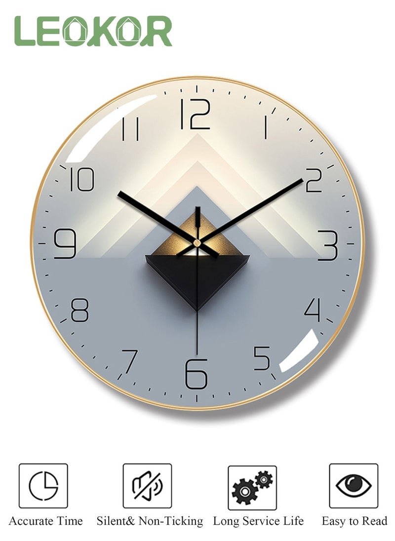 LEOKOR 12 Inch Wall Clock 3D Curved Glass Large Wall Clock Silent Non-Ticking Round Clock Battery Operated Easy to Read Decorative Wall Clocks  - Image 4